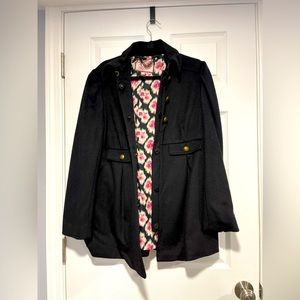 Juicy Couture Black Woman's Wool Blend Black Coat in size XL